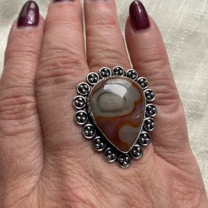 NEW Ocean Jasper, 935 Silver Ring, Size 7 1/4